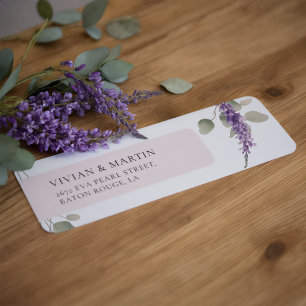 Elegant Lavender Eucalyptus Leaves Return Address