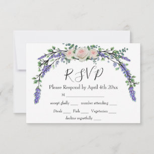 Elegant Lavender Eucalyptus pink white roses rsvp 