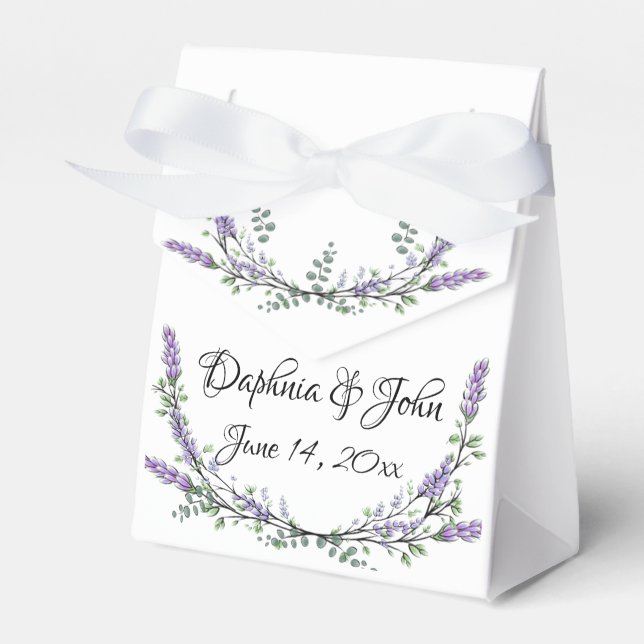 Elegant Lavender Eucalyptus Watercolor personalise Favour Box (Front Side)