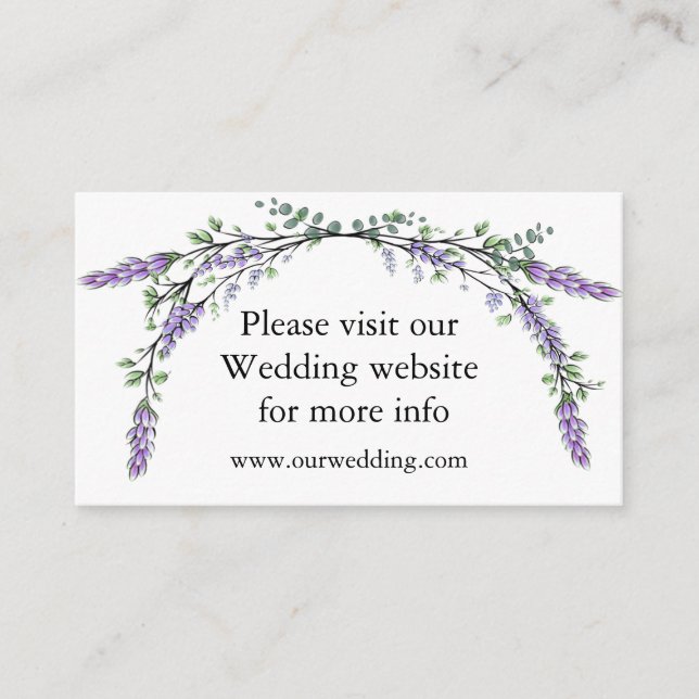 Elegant Lavender Eucalyptus Wedding Enclosure Card (Front)