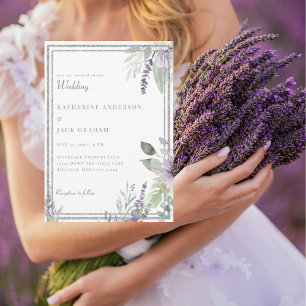 Elegant Lavender Floral and Foliage Wedding Invitation