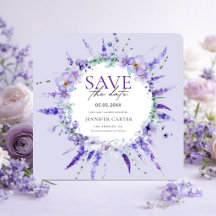 Elegant Lavender Floral Baby Shower Save the Date
