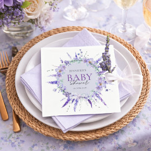 Elegant Lavender Floral Baby Shower Watercolor Napkin
