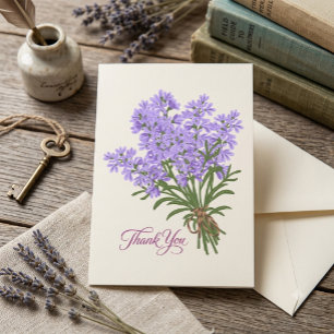 Elegant Lavender Floral Bouquet Handwritten Thank You Card