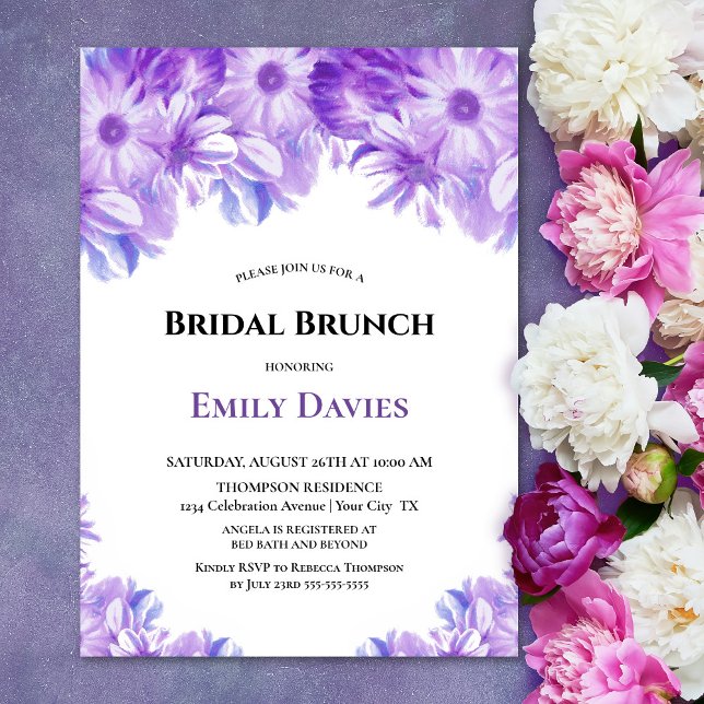 Elegant Lavender Floral Bridal Brunch Invitation (Creator Uploaded)