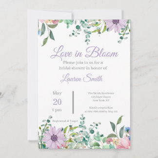 Elegant Lavender Floral Bridal Shower Invitation