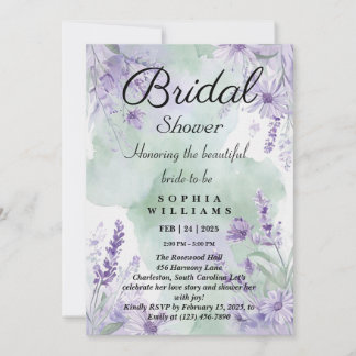 Elegant Lavender Floral Bridal Shower Invitation