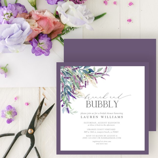 Elegant Lavender Floral Brunch & Bubbly Shower Invitation (Creator Uploaded)