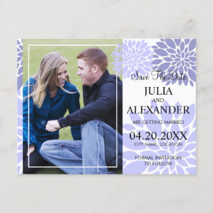 Elegant Lavender Floral Burst Photo Save The Date Announcement Postcard