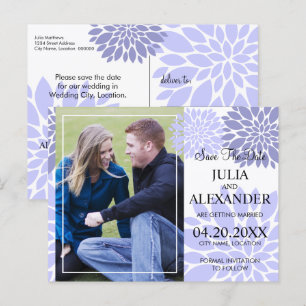Elegant Lavender Floral Burst Photo Save The Date Announcement Postcard