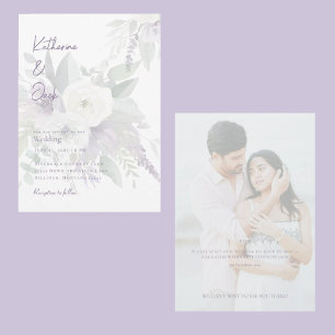 Elegant Lavender Floral Couple Photo Wedding  Invitation