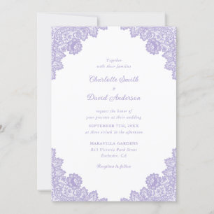 Elegant Lavender Floral Lace Wedding Invitation