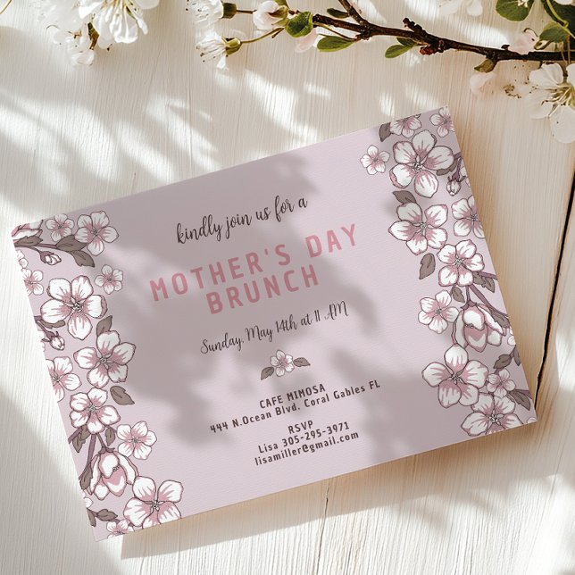 Elegant Lavender Floral Mother's Day Brunch Invitation (Mother's Day Brunch)