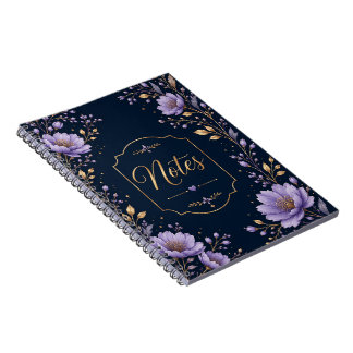 Elegant Lavender Floral Notes Notebook