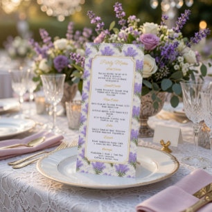 Elegant Lavender Floral Party Menu Card