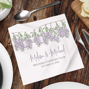 Elegant Lavender Floral Personalised Wedding Napkin