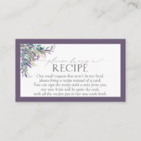 Elegant Lavender Floral Please Bring A Recipe