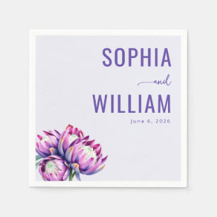Elegant Lavender Floral Protea Napkin