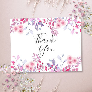 Elegant Lavender Floral Script Thank You Postcard