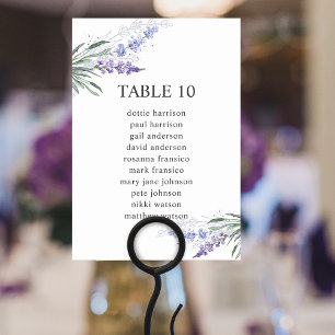 Elegant Lavender Floral Table Number Seating Chart