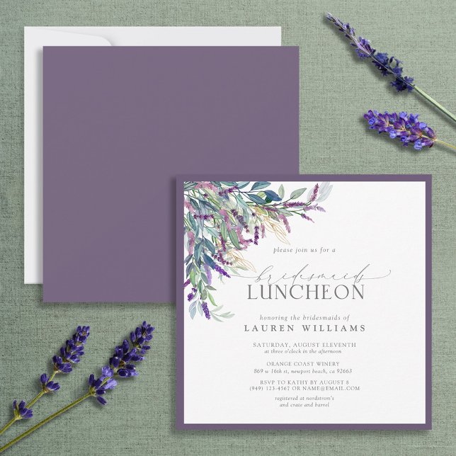 Elegant Lavender Floral Watercolor Bridal Luncheon Invitation (Creator Uploaded)
