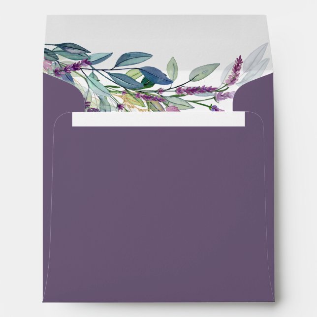 Elegant Lavender Floral Watercolor Bridal Shower Envelope (Back (Bottom))