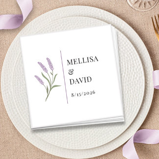 Elegant Lavender Floral Wedding Cocktail Napkin