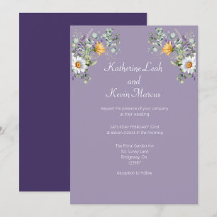 Elegant Lavender Floral Wedding Invitation
