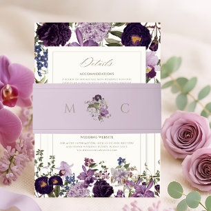 Elegant Lavender Floral Wedding Invitation Belly Band