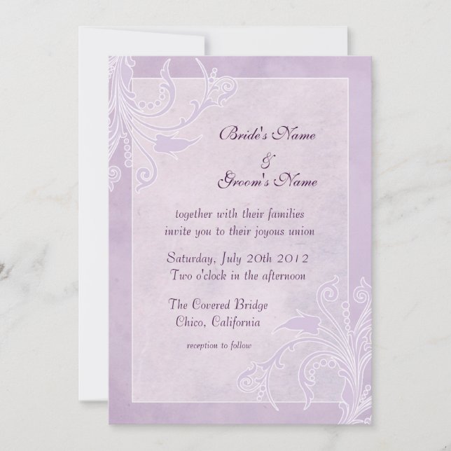 Elegant Lavender Floral Wedding Invites (Front)