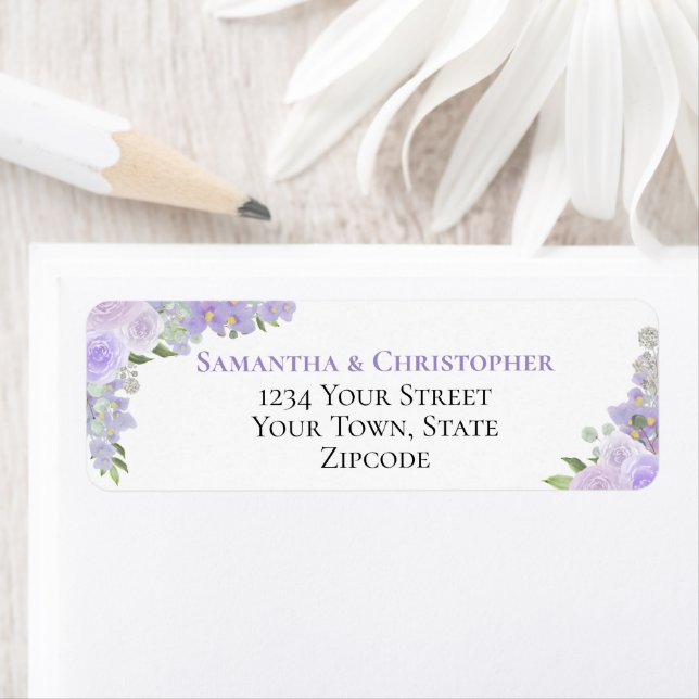 Elegant Lavender Floral Wedding Return Address (Insitu)