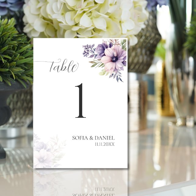 Elegant Lavender Floral Wedding Table Numbers  (Creator Uploaded)