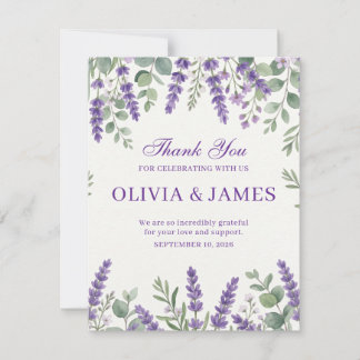Elegant Lavender Floral Wedding Thank You Card