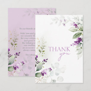Elegant Lavender Floral Wedding Thank You Card