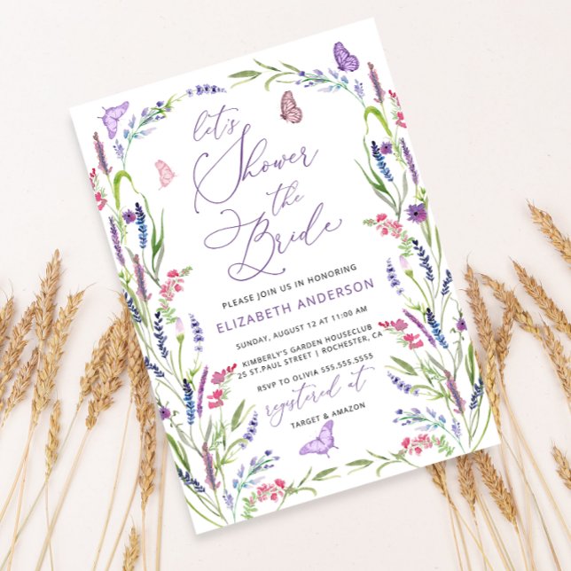 Elegant Lavender Flower Bridal Shower Invitation (Creator Uploaded)