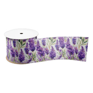 Elegant Lavender Flowers Satin Ribbon