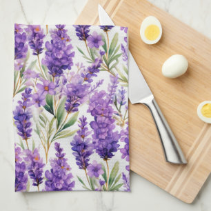 Elegant Lavender Flowers Tea Towel