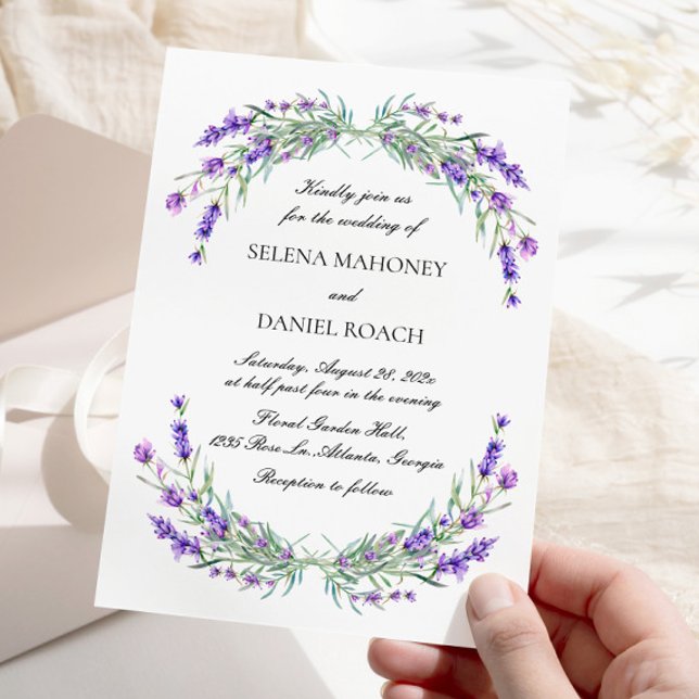 Elegant Lavender Flowers Violet Wedding Invitation (Creator Uploaded)