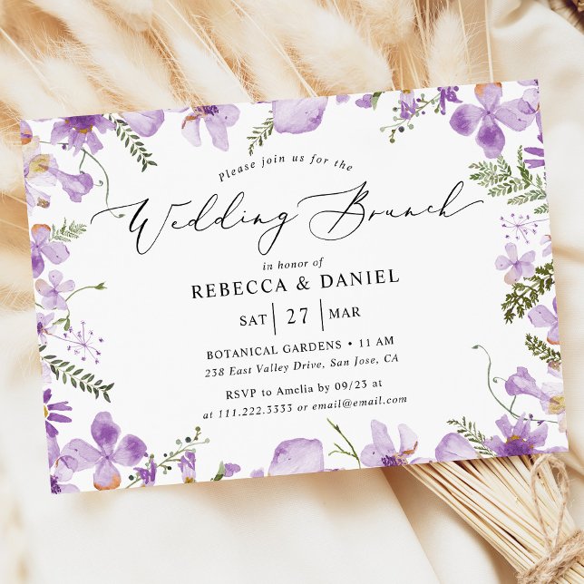 Elegant Lavender Flowers Wedding Brunch  Invitation (Creator Uploaded)