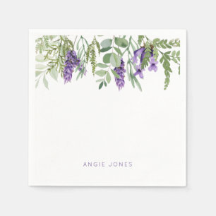 Elegant Lavender Foliage Cocktail  Napkin