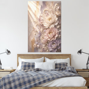 Elegant Lavender Frost Bloom   Luxury Embossed Flo Canvas Print