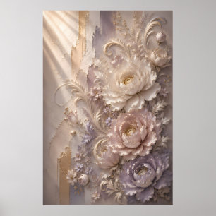 Elegant Lavender Frost Bloom   Luxury Embossed Flo Poster