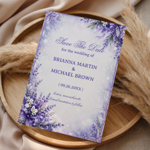 Elegant Lavender Frosted Winter Serenity Save The Date