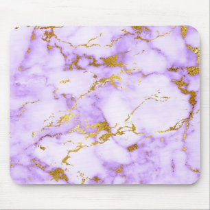 Elegant Lavender Gold Faux Metallic Marble Pattern Mouse Pad