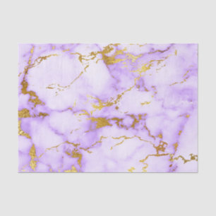 Elegant Lavender Gold Faux Metallic Marble Pattern Tissue Paper