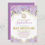 Elegant Lavender & Gold Floral Bat Mitzvah Invitation<br><div class="desc">Celebrate your little girl's Bat Mitzvah with this gorgeous lavender and gold floral invitation! The wording is fully customisable. If you want to change the font style,  colours or re-arrange the graphics simply click the "Click to Customise Further" button.</div>