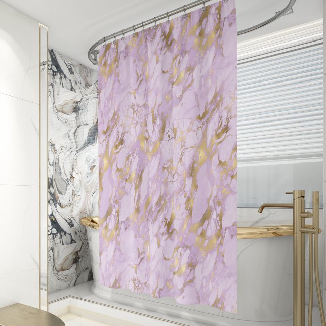 Elegant Lavender Gold Marble Shower Curtain (Creator Uploaded)
