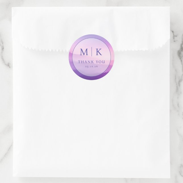 Elegant Lavender Gradient Circle Classic Round Sticker (Bag)