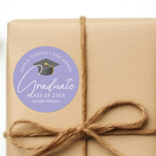 Elegant Lavender Graduate Custom Graduation Party Classic Round Sticker