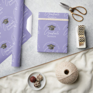 Elegant Lavender Graduate Personalised Graduation Wrapping Paper